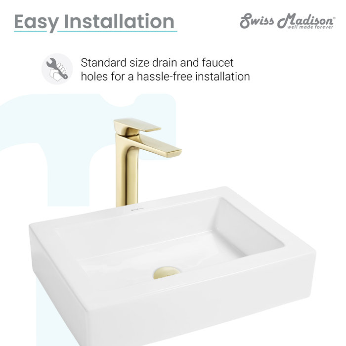 Swiss Madison Voltaire Ceramic Rectangular Vessel Bathroom Sink